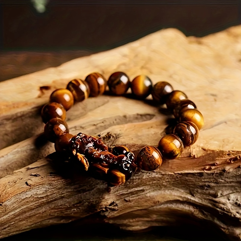 Natural Tiger's Eye Gemstone Pi Xiu Bracelet, Unisex Gift